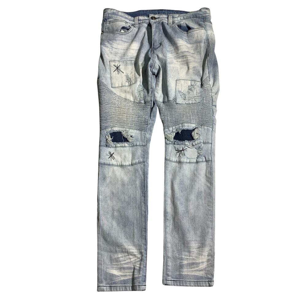 Rue 21 Acid Wash Jeans Men’s Size 34W x 34L – Distressed, Moto, Slim Taper
